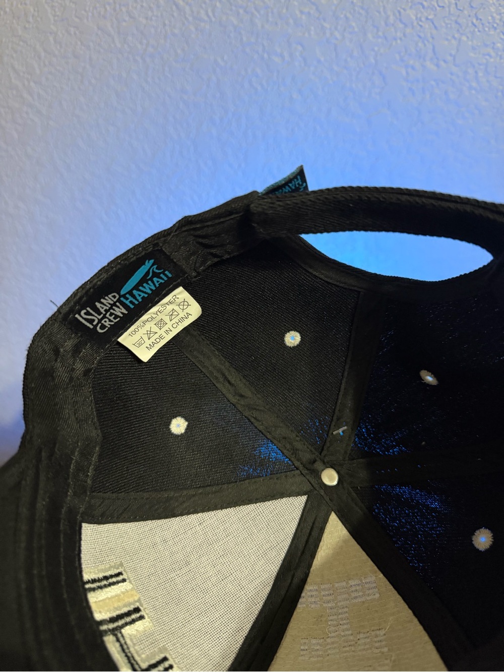 Black Trucker Hat with 'HAWAII' Embroidery by Island Crew Hawaii - Picture 5 of 5
